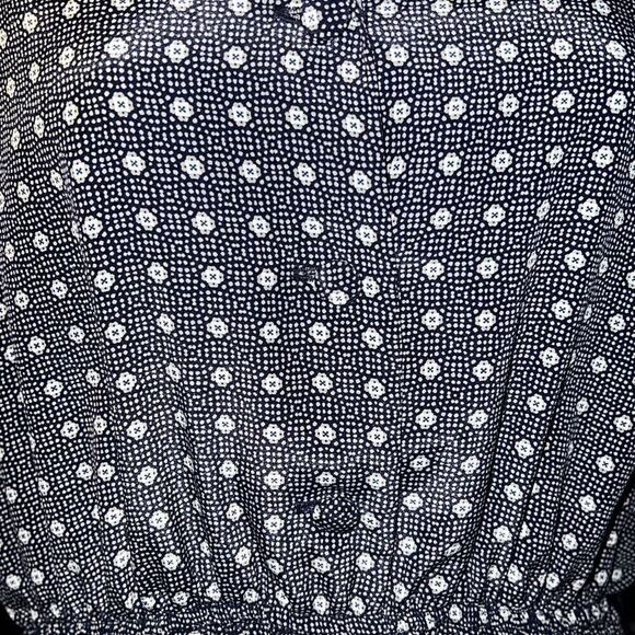 Leslie Fay Women Long Modest Geometric Print Elastic Waist Band Collared Dress P - Picture 5 of 11